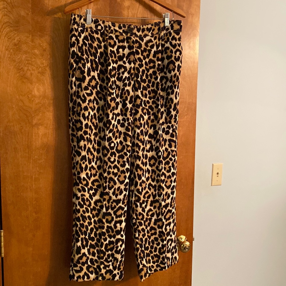 J.Crew leopard cropped pants size 10